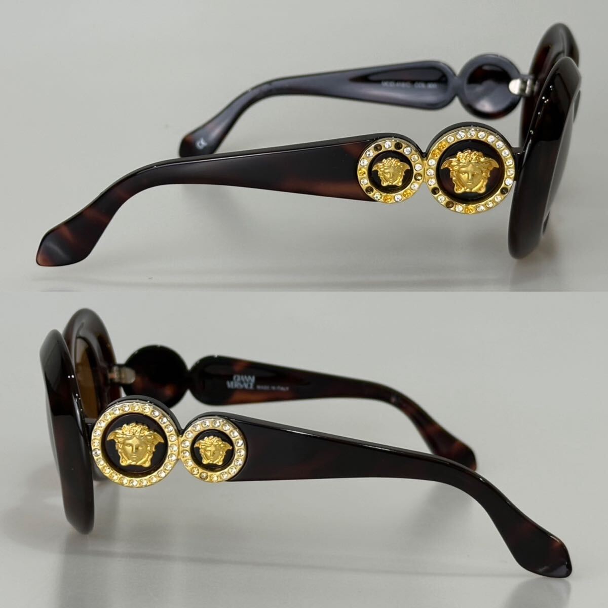 90s GIANNI VERSACE ジャンニ ヴェルサーチ MOD.418 ラインストーン ブラウン ゴールドメデューサ vintage サングラス 廃番品