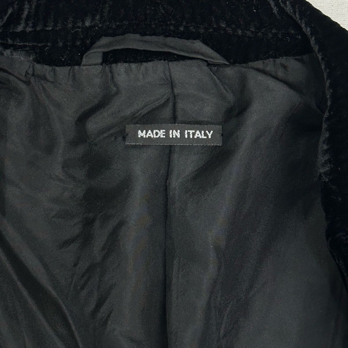 GIORGIO ARMANI 柔らかいレーヨン ベロア コーデュロイ 1B タイトシルエット テーラード(46)ブラック アルマーニ イタリア製 メンズの画像7
