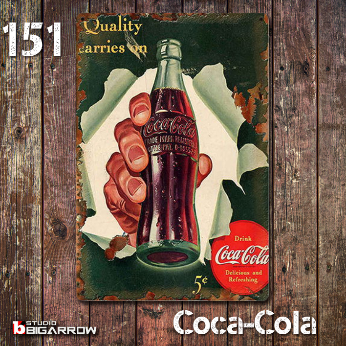 151 ブリキ看板 20×30㎝ Coca-Cola コカ・コーラ ガレージ メタルプレート アメリカンインテリア USフェンス 世田谷ベース