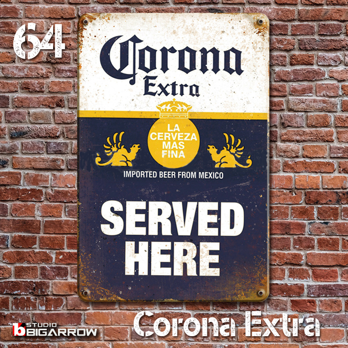 64 ブリキ看板 20×30㎝ CORONA EXTRA コロナビール ガレージ メタルプレート アメリカンインテリア USフェンス 世田谷ベース