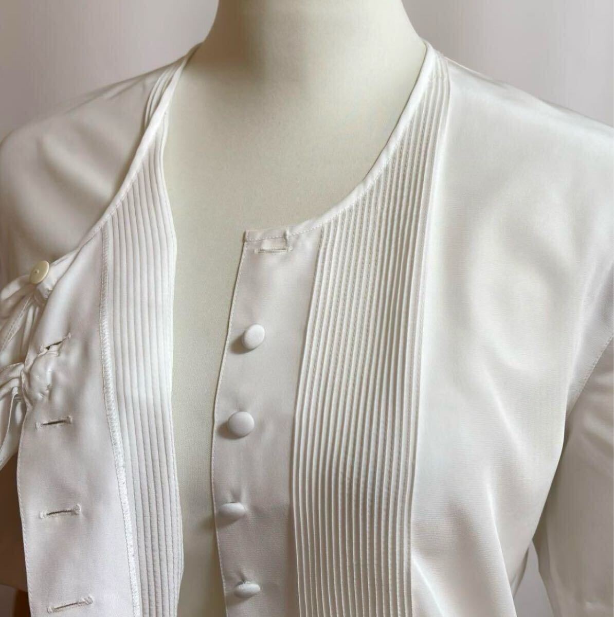 【INGEBORG】 リボン付き フロントピンタック 半袖ブラウス_画像7