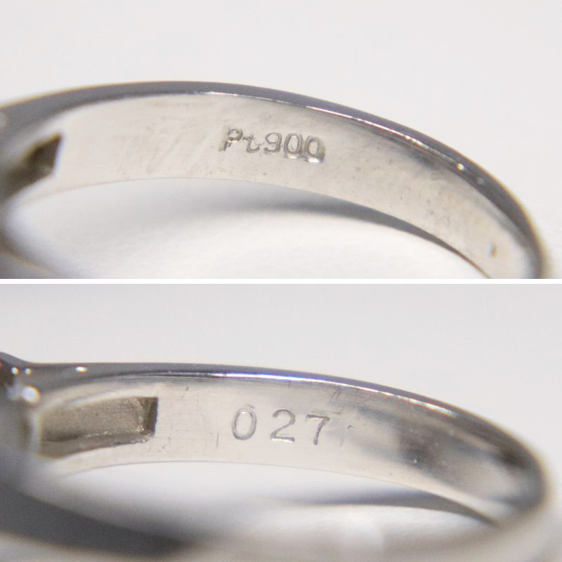 Pt900 ダイヤモンド付パールリング あこや真珠 9.0mm D0.27ct アコヤ 日本サイズ＃7號 総重量約5.8g 指輪 照り上質(zhì) 中古 美品 送料無料！