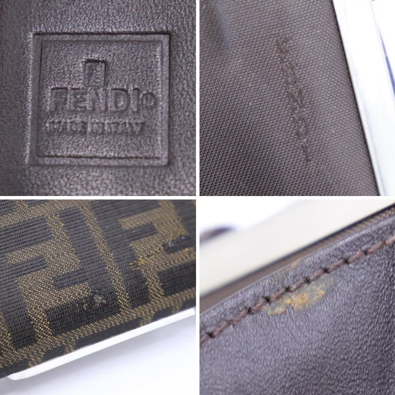 1円～ FENDI フェンディ ズッカ 2點セット トートバッグ 二つ折り財布 ブラウン バッグ コンパクト財布 中古 良品 送料無料！