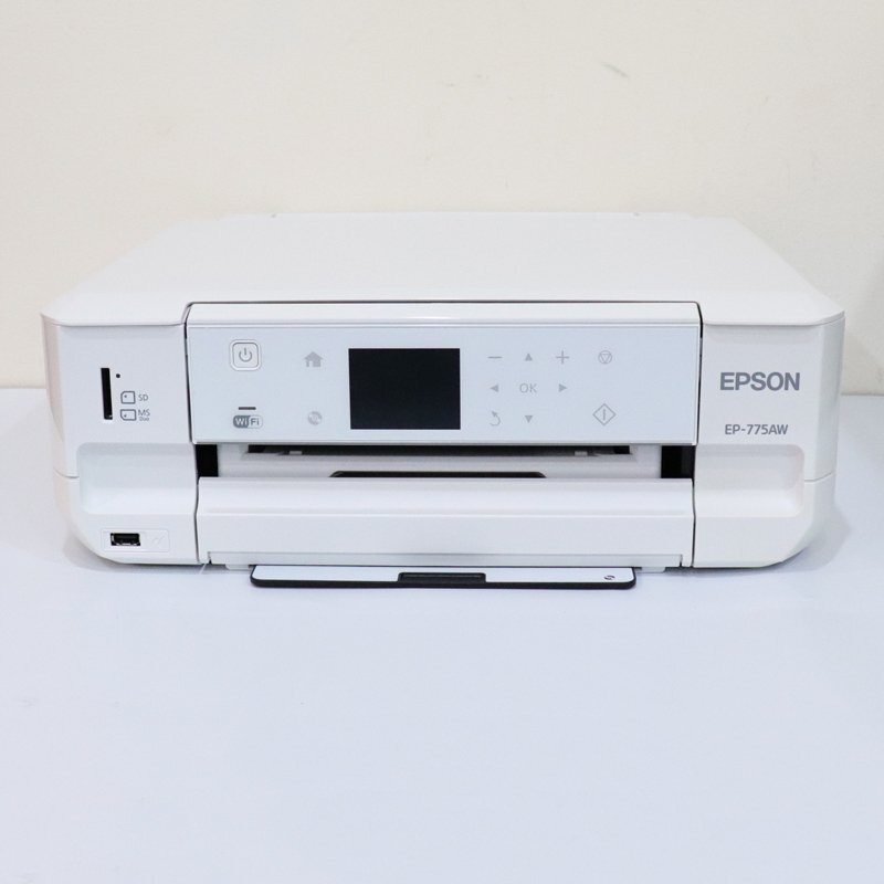 1円～ 未使用 保管品 EPSON Colorio エプソン カラリオ インクジェット プリンター 復(fù)合機 EP-775AW ホワイト 通電確認(rèn)済み 送料無料！