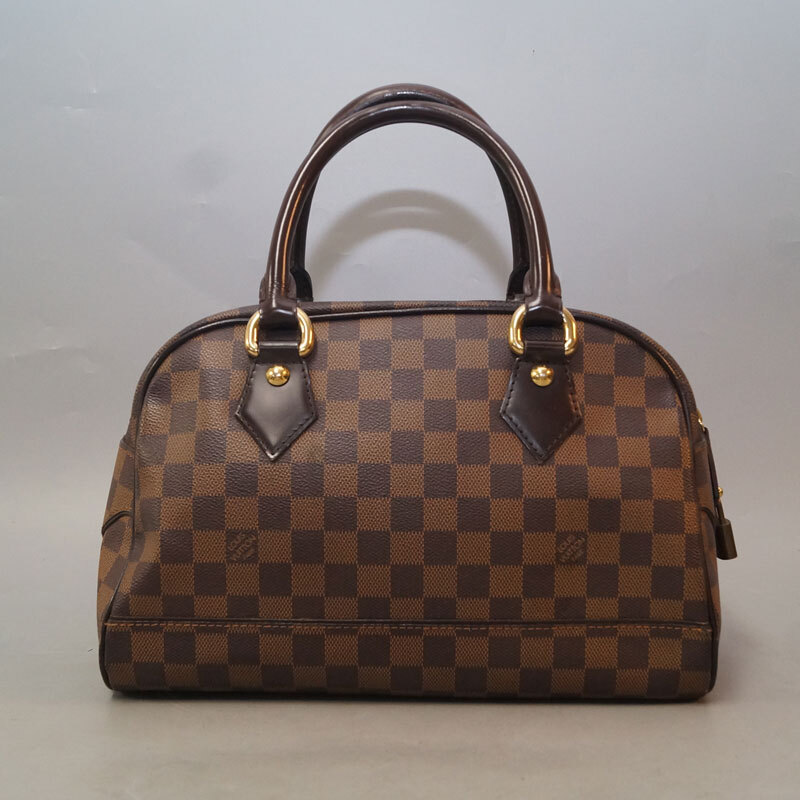 LOUIS VUITTON ルイヴィトン ハンドバッグ ドゥオモ N60008 ブラウン系 ダミエ PVC レザー エベヌ ブ ゴールド金具 鍵付 ミニボストン 