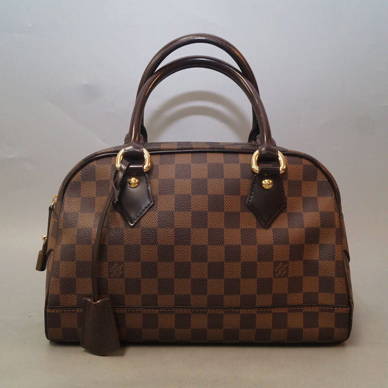 LOUIS VUITTON ルイヴィトン ハンドバッグ ドゥオモ N60008 ブラウン系 ダミエ PVC レザー エベヌ ブ ゴールド金具 鍵付 ミニボストン 