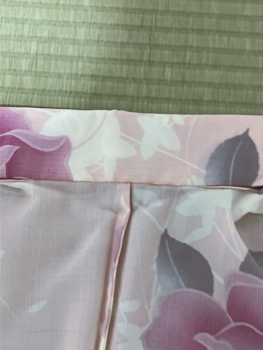 撫松庵　セオα 浴衣　薔薇 ピンク グレー セオアルファ ポリエステル 撫松庵 セオα浴衣 薔薇柄 未使用品 | リサイクル着物 菅野