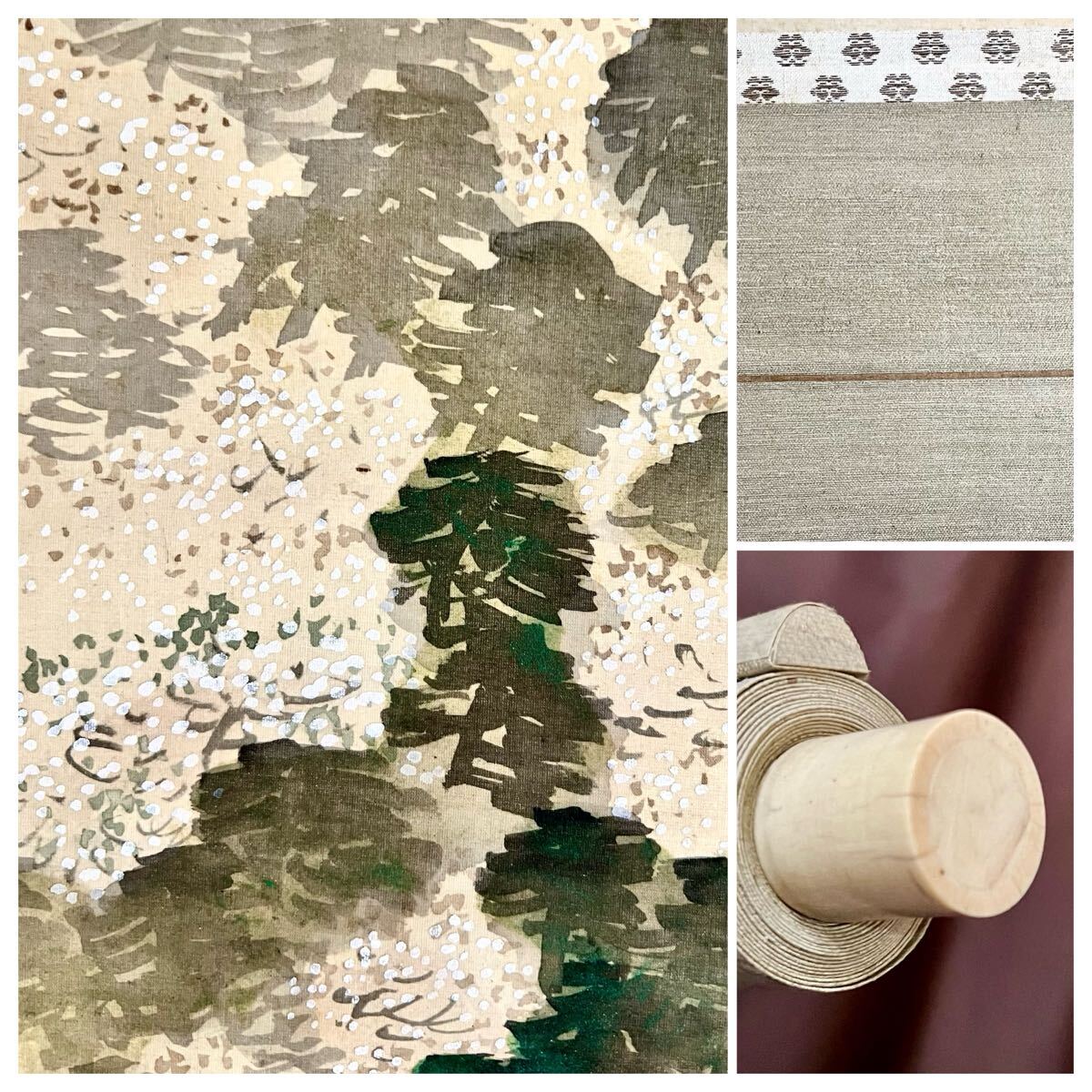 【真作】【S8】水野耕雨「嵐山春景」絹本 肉筆 合箱 風景画 山水図 桜 朧月 日本画 絵画 掛軸 水野畊雨_画像10