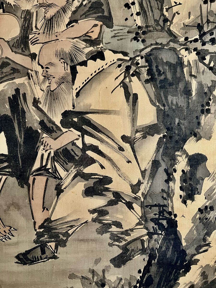 日本画 人物画 仙人　瓢　在銘　狩野常信　絹本 Yahoo!オークション -「狩野常信」(人物、菩薩) (日本画)の落札