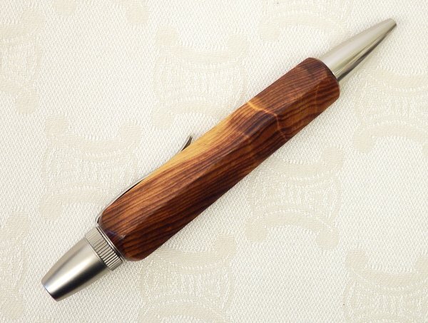 7406 美品☆ 木製 銘木 パトリオット ボールペン 五角 黒インク 検) 根杢 杢 島桑？ 筆記OK_画像2