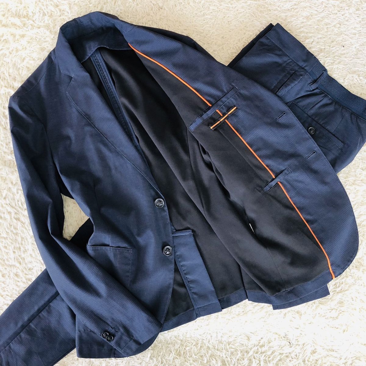 ☆美品☆ZARA ザラ スーツセット 52XL ネイビー、ウインドウぺン