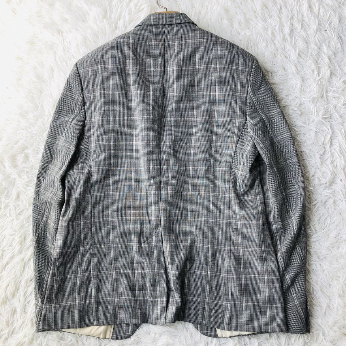 ZARA ネイビー チェック柄 ダブルブレスト スーツジャケット