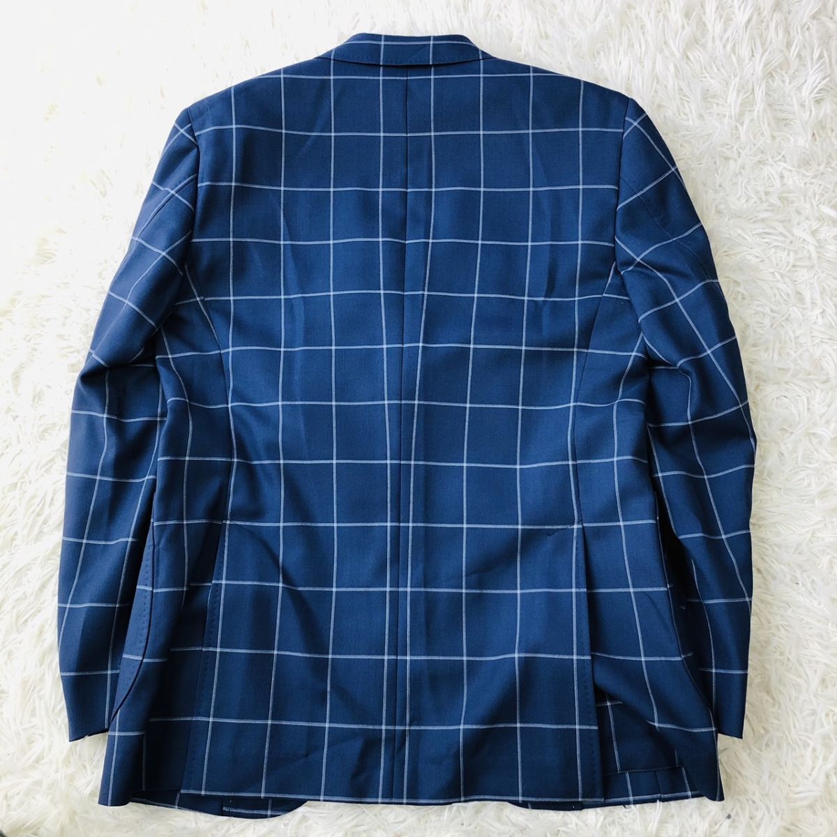  paul (pole) Stuart [Paul Stuart] tailored jacket окно авторучка проверка темно-синий шелк . размер 44 необшитый на спине боковой Benz 180
