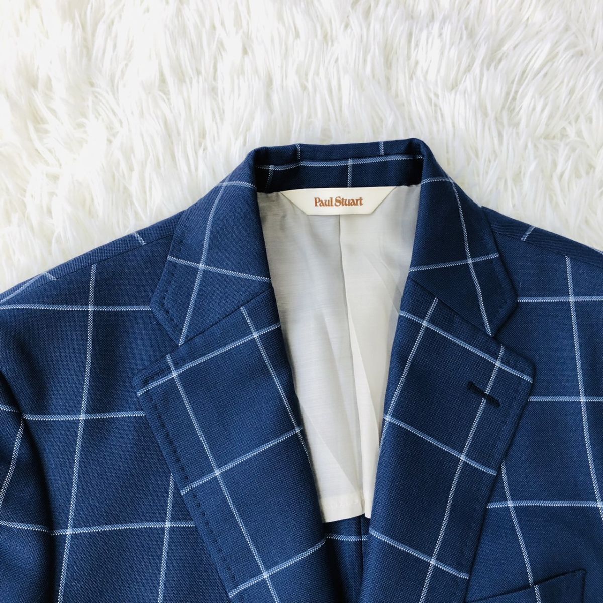 paul (pole) Stuart [Paul Stuart] tailored jacket окно авторучка проверка темно-синий шелк . размер 44 необшитый на спине боковой Benz 180