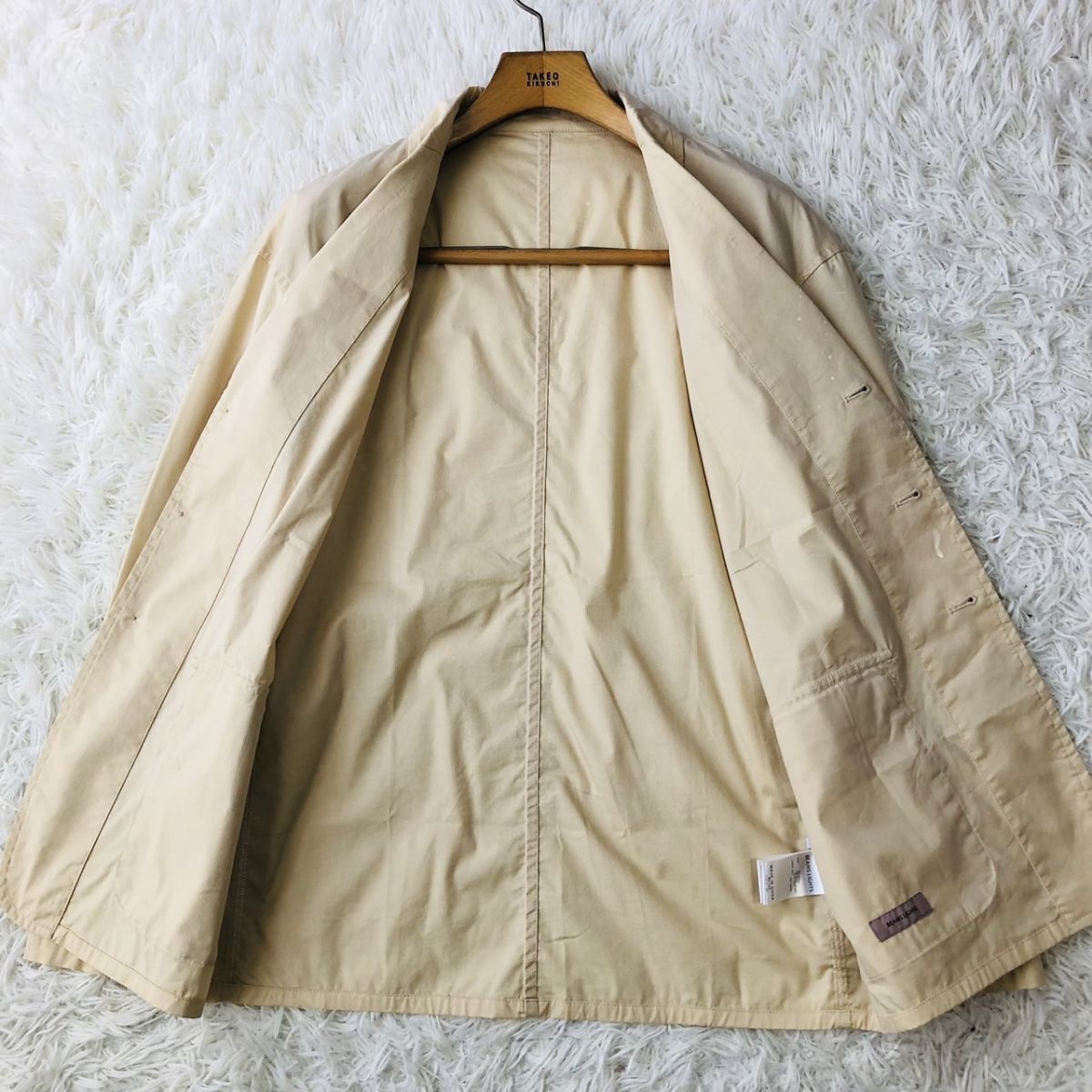 ビームスライツ【BEAMS LIGHTS】スーツ セットアップ テーラードジャケット ペイント柄 ベージュ Lサイズ ストレッチ メンズ 春夏　182
