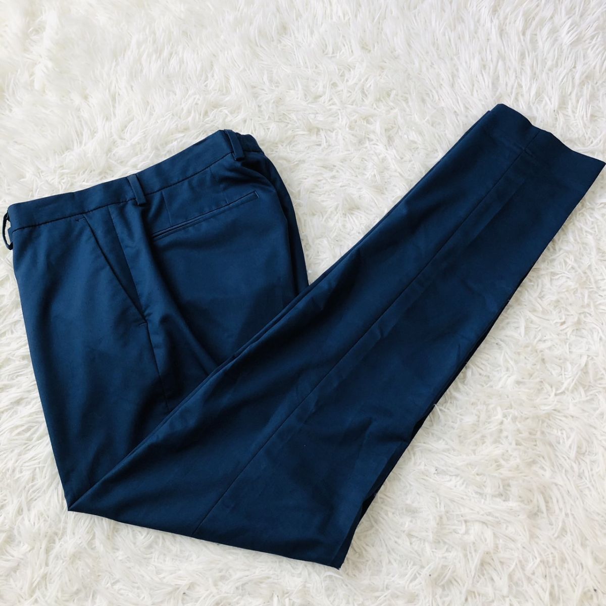 ザラ【ZARA】スーツ セットアップ テーラードジャケット COOL COMFORT ストレッチ ネイビー ジャケット48 パンツ40 L サイドベンツ 193　