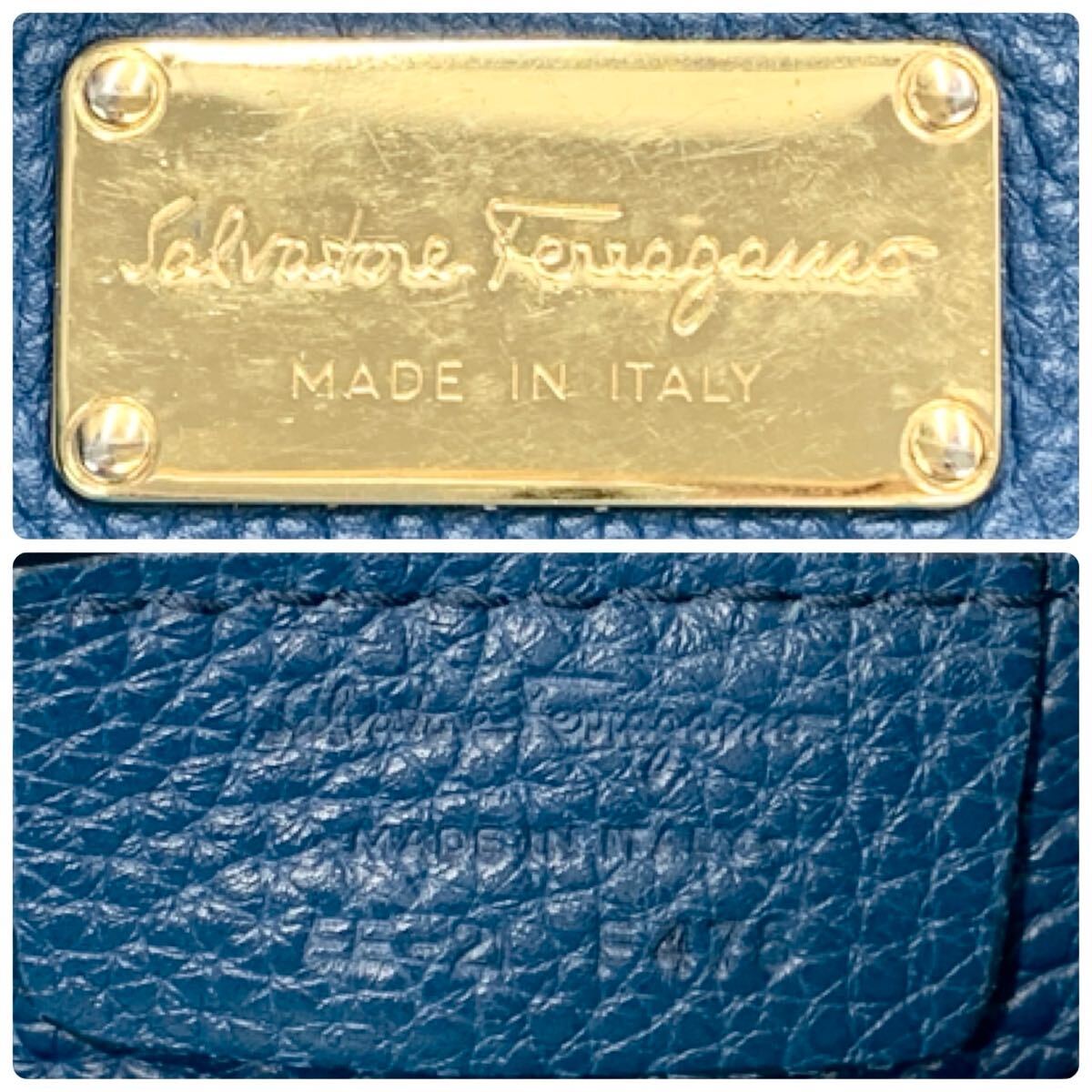 ferragamo サルヴァトーレ フェラガモ エイミー ガンチーニ 2way ショルダーバッグ 青