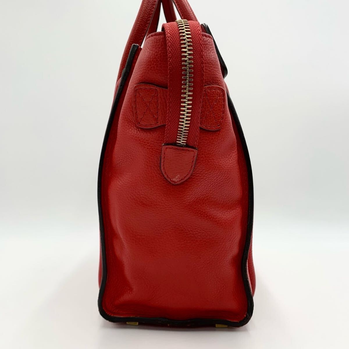 CELINE セリーヌ ラゲージ ショッパー ハンドバッグ　トートバッグ レザー 赤系　レッド