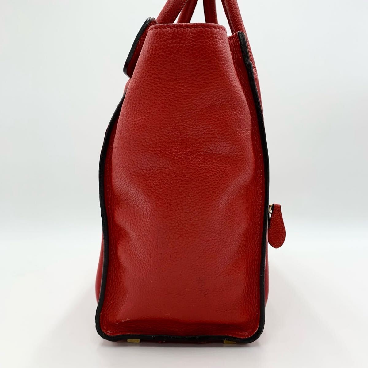 CELINE セリーヌ ラゲージ ショッパー ハンドバッグ　トートバッグ レザー 赤系　レッド