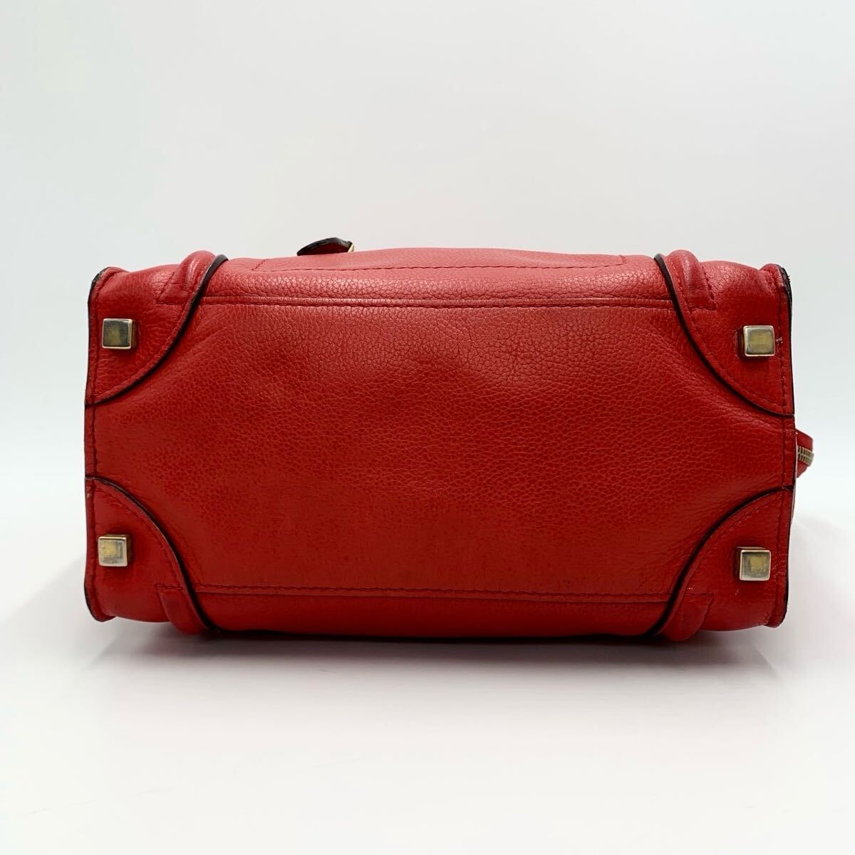 CELINE セリーヌ ラゲージ ショッパー ハンドバッグ　トートバッグ レザー 赤系　レッド
