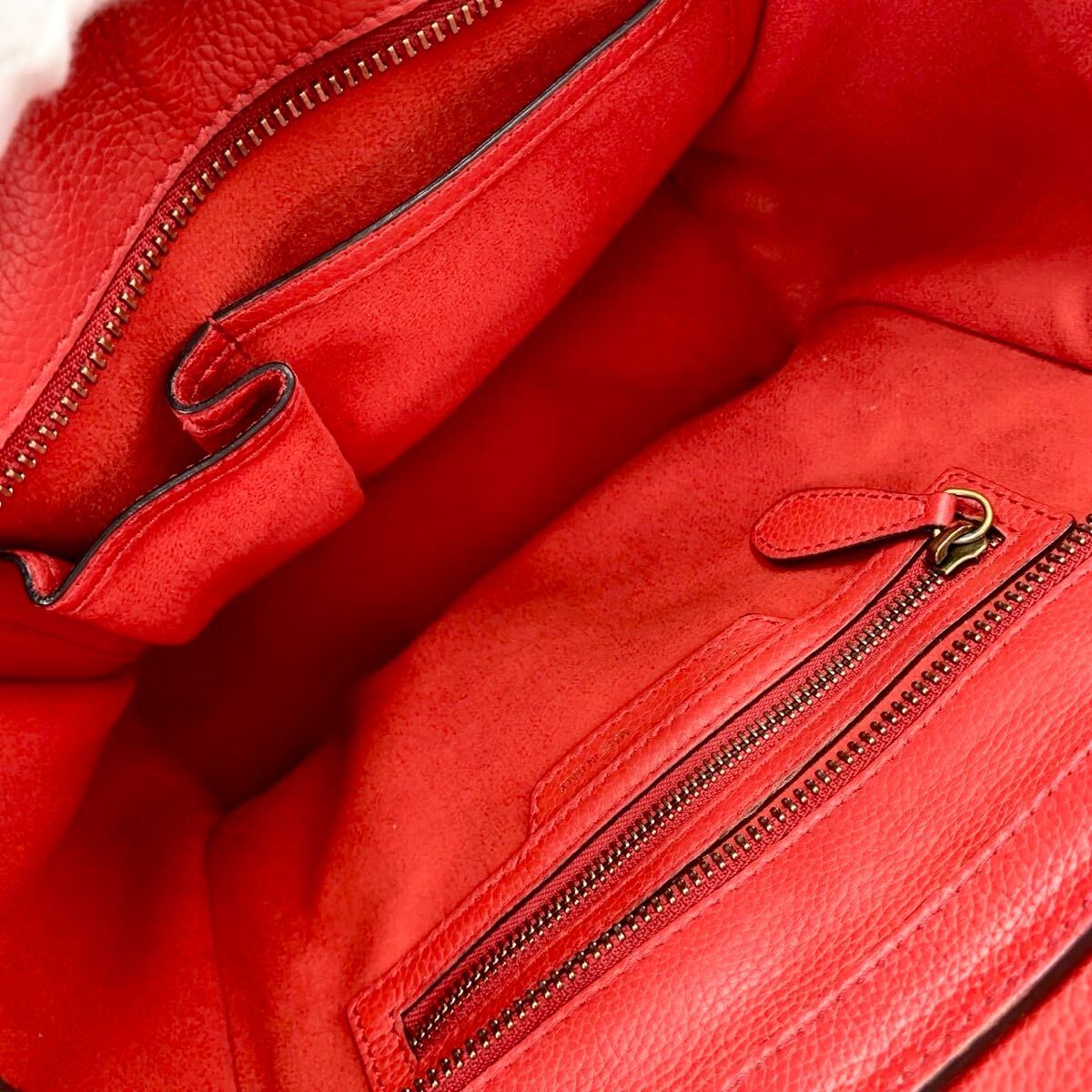 CELINE セリーヌ ラゲージ ショッパー ハンドバッグ　トートバッグ レザー 赤系　レッド