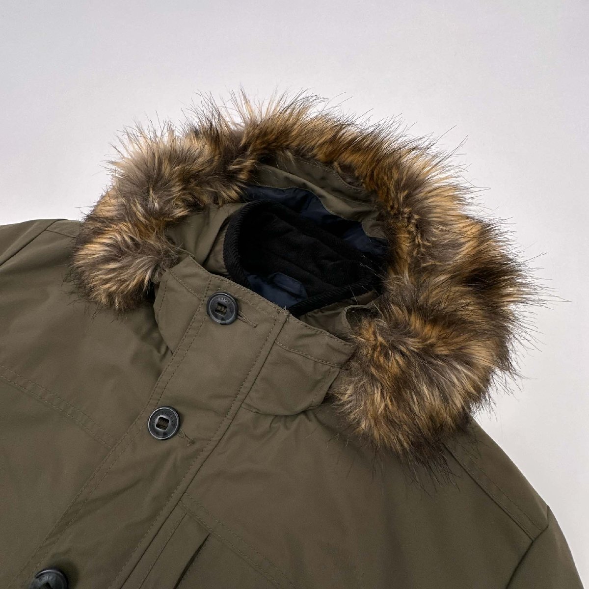 美品◆Eddie Bauer エディーバウアー キルティングライナー付き ファー マウンテン ジャケット コート M/ミリタリー/モッズ/パーカ/カーキ