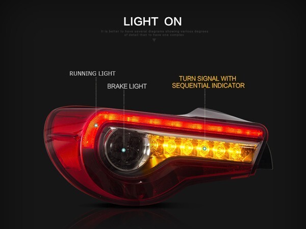 スバル ZC6 BRZ 前期 トヨタ 86後期ルック LEDテールランプ レッド シーケンシャル仕様 流れるウインカー 出荷締切18時_画像4