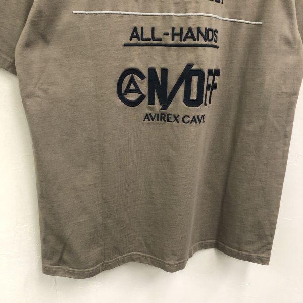 1R2437-K-N◆良品 AVIREX アヴィレックス 半袖ロゴTシャツ◆sizeM ベージュ 刺繍 綿100% カジュアル クルーネック ミリタリー メンズ