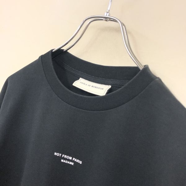 1R2696-Q◆良品◆Drole de Monsieur ドロールドムッシュ 半袖Tシャツ プリント NOT FROM PARIS シンプル◆size XS ブラック 黒 コットン100
