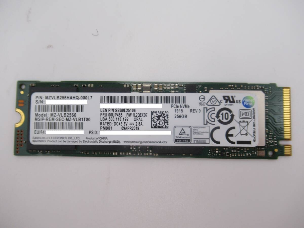 ★☆1円 ～スタート☆SAMSUNG PM981 SSD M.2 2280 NVMe 256GB 使用時(shí)間:13005H☆★