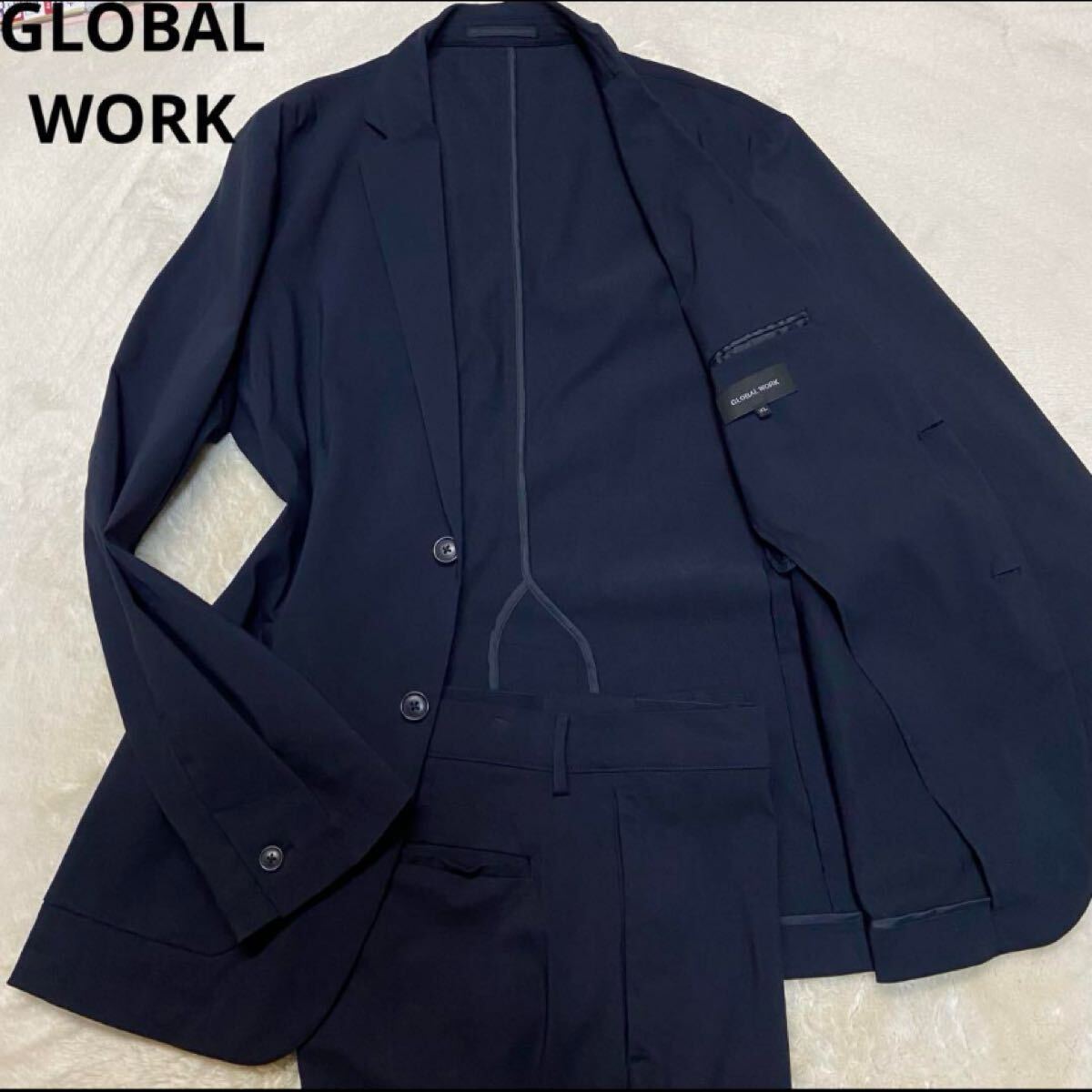 4【美品】グローバルワーク パンツスーツ セットアップ ネイビー M GLOBAL WORK グローバルワーク スゴラクシリーズ ジャケット