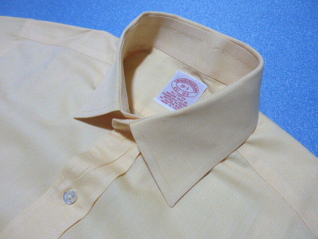 Brooks Brothers　ブルックスブラザーズ　長(zhǎng)袖ワイドスプレッドシャツ　15-1　イエロー/ソリッド　綿100%　生地オックスフォード　クリ済！