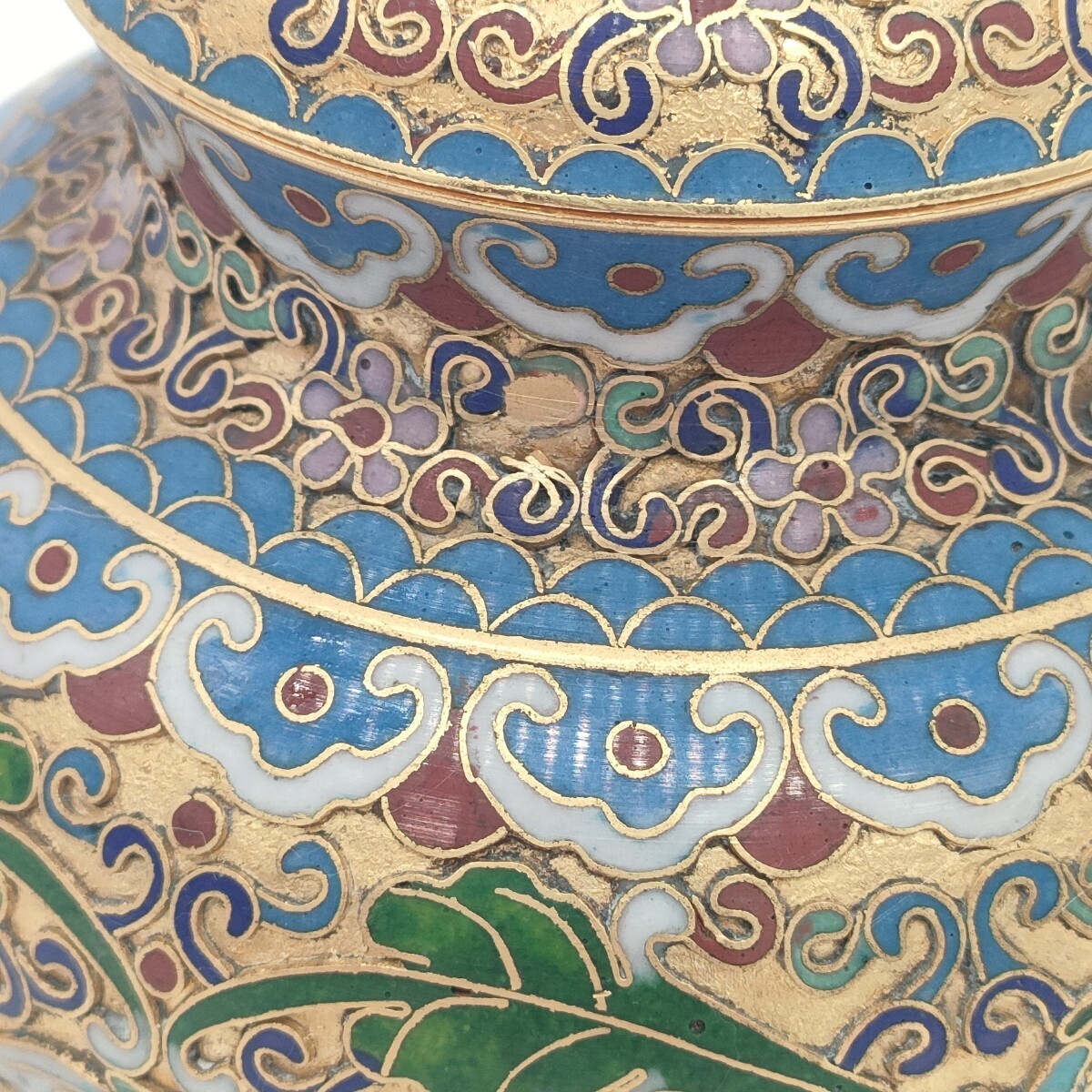 中国七宝焼 真鍮箱 蓋付き 骨董 未使用 縦59mm高さ62mm厚み22mm