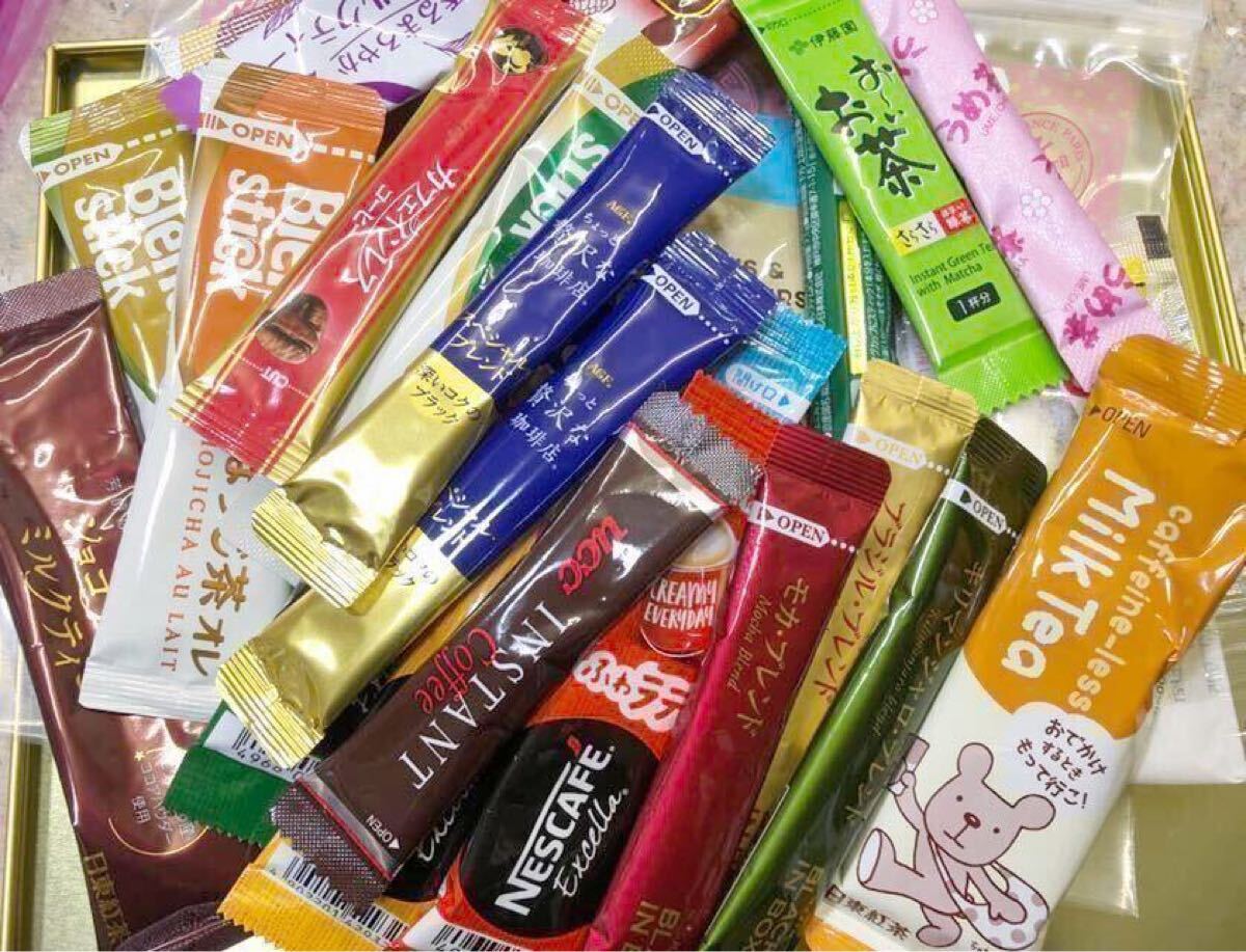 200円～「大好評(píng)！スティック飲料福袋」送料230円＊コーヒー?カフェオレ?紅茶?煎茶?ココア等?忙しい時(shí)に便利☆職場(chǎng)にも(^-^)アイス入