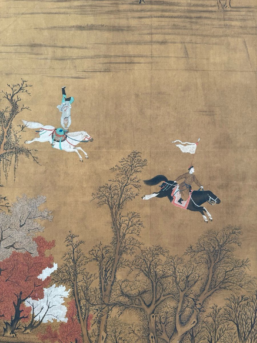 発掘 - 新登場ブランド 絹本 馬図 中国美術 清時代 扁額 絵画 - 絵画