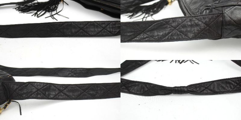 ◆ 1円 ～ CHANEL / シャネル ショルダーバッグ タッセル付き 斜め掛け マトラッセ ココマーク ブラック系 ヴィンテージ 153512