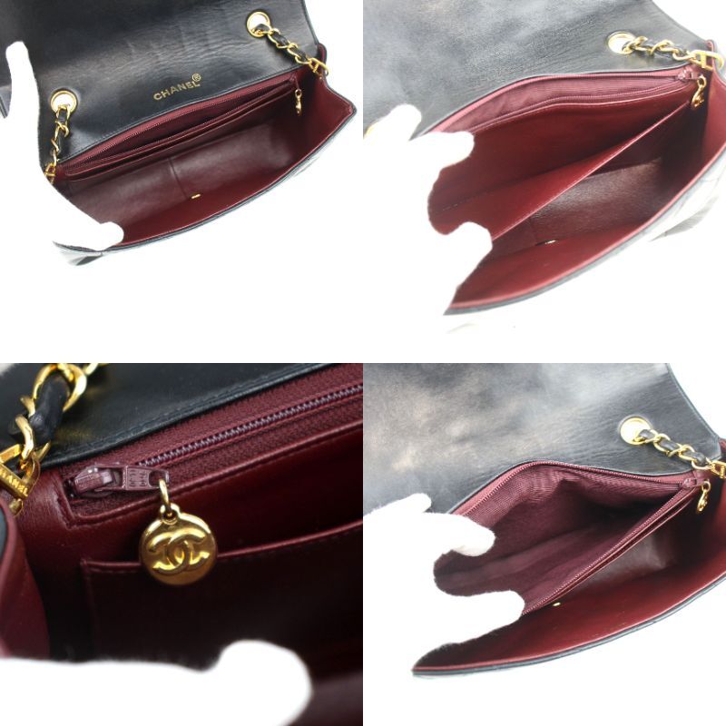 ◆ 1円～ CHANEL / シャネル ダイアナ25 チェーンショルダーバッグ ココマーク ブラック ラムスキン 147054