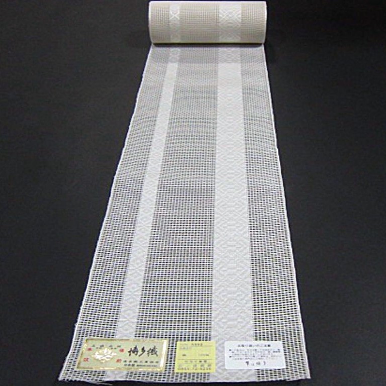 夏物　 新品　正絹 　本場(chǎng)筑前博多織　紗夏帯　四寸単帯　人気の白地
