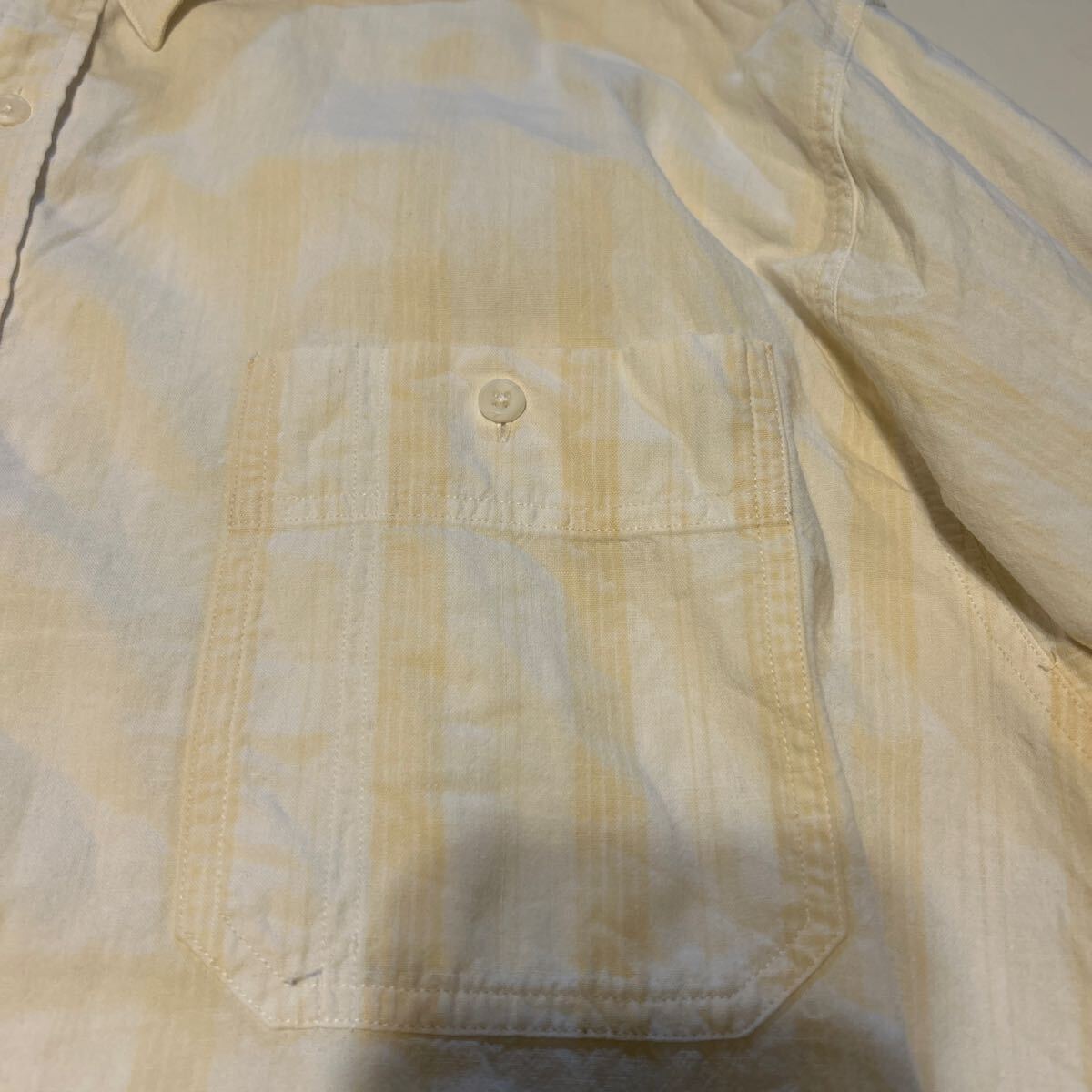 90S OLD GAP レア デカタグ シルバータグ 同色ストライプ長袖シャツ サイズXL 生成り