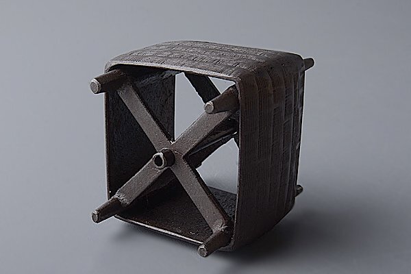 u890【和み】茶道具 西村義光 唐銅象嵌纟巻蓋置　検 茶道具煎茶道具中國古玩臺灣煎茶民藝美術(shù)品李朝高麗新羅清朝書道具