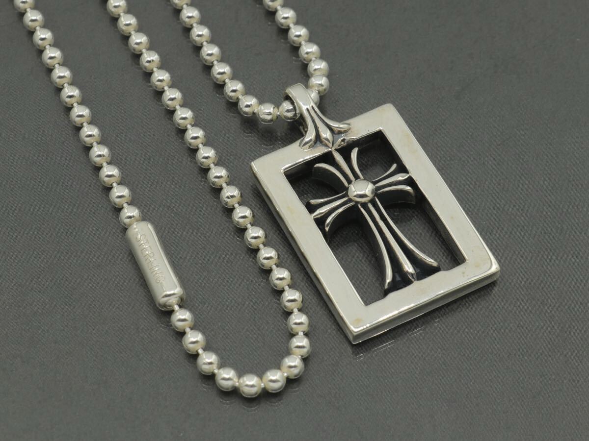 CHROME HEARTS/クロムハーツ /新品加工/フレームド オープン ベイビーファット クロス チャーム/ボールチェーン/50cm