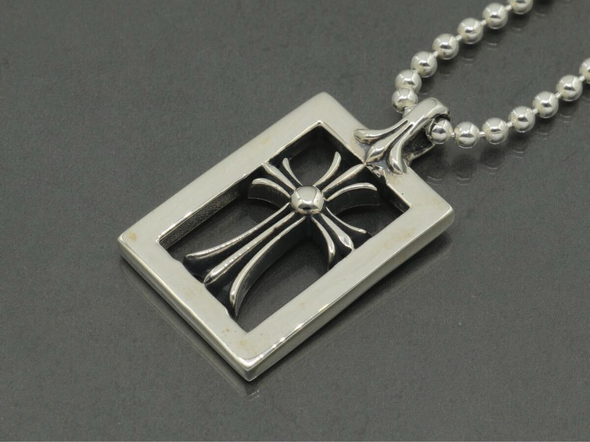 CHROME HEARTS/クロムハーツ /新品加工/フレームド オープン ベイビーファット クロス チャーム/ボールチェーン/50cm