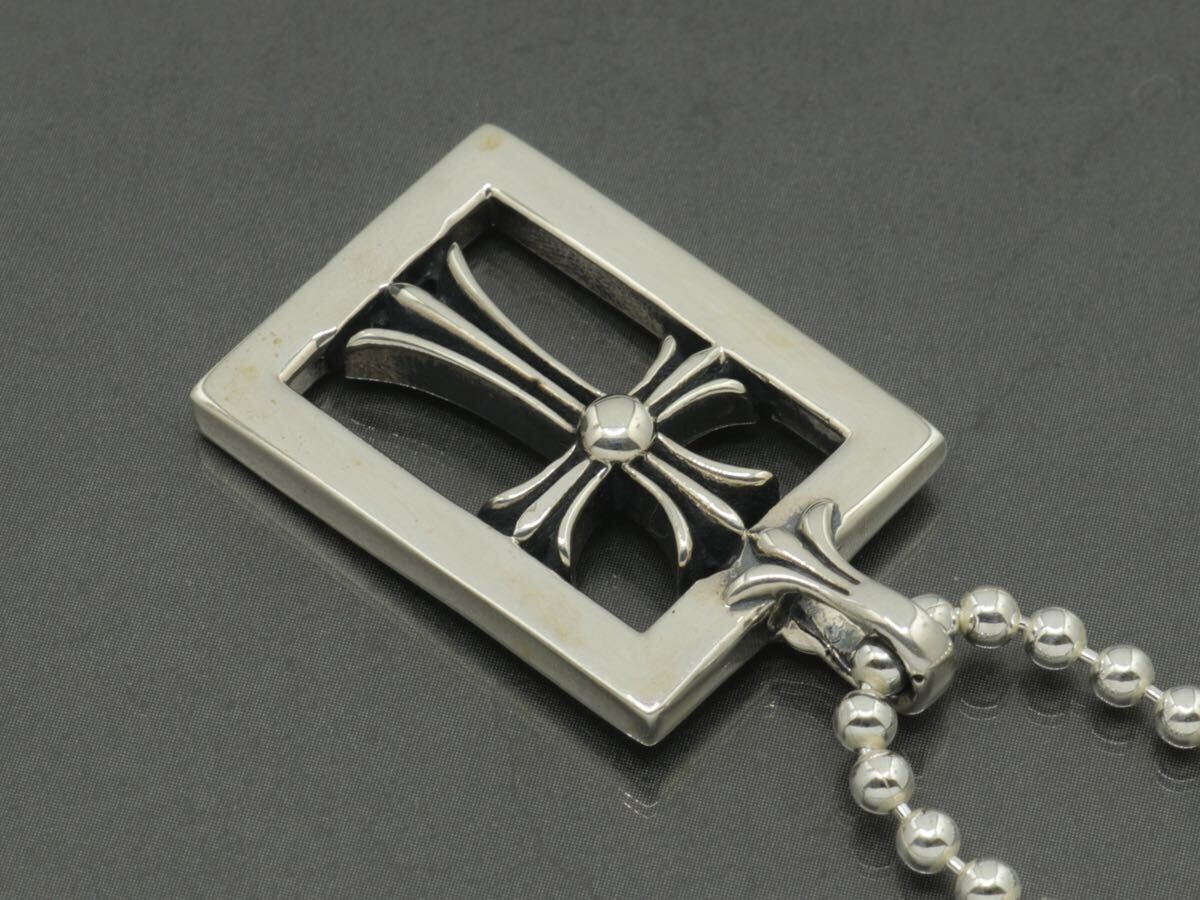 CHROME HEARTS/クロムハーツ /新品加工/フレームド オープン ベイビーファット クロス チャーム/ボールチェーン/50cm