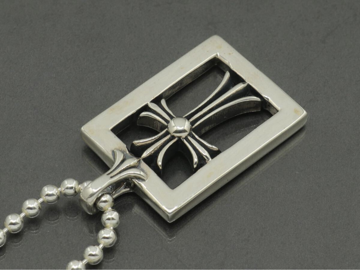 CHROME HEARTS/クロムハーツ /新品加工/フレームド オープン ベイビーファット クロス チャーム/ボールチェーン/50cm