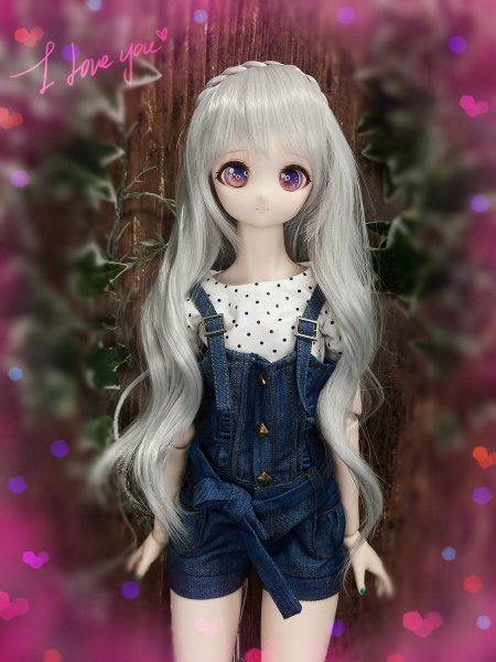 ●ドールウィッグ*フェアリーウェイブティアラ*シルバーアッシュ*9～9.5インチ（MDD DD SD SmartDollなど）●doll wig＊dollwig●