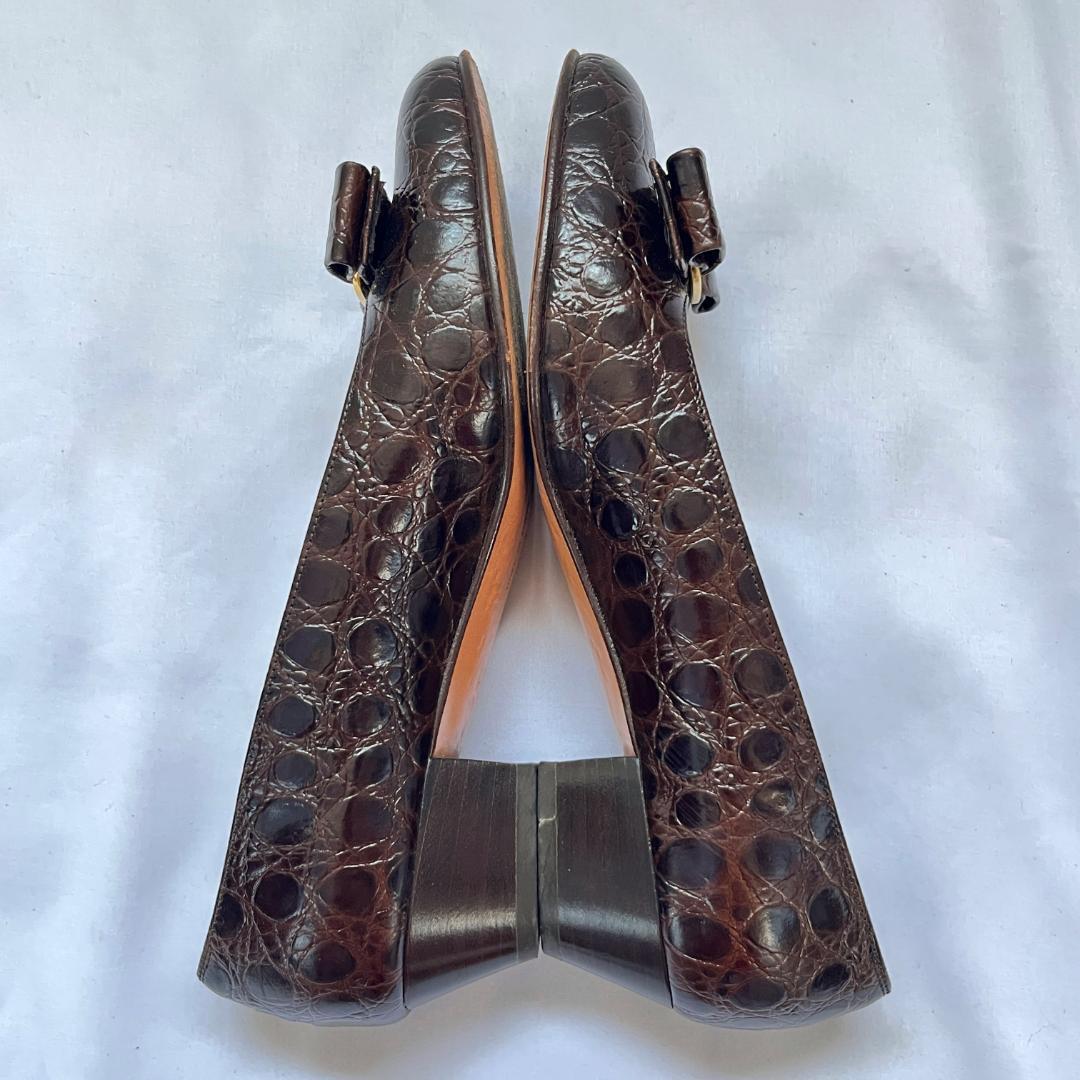■1円? ＜美品!!＞■Salvatore Ferragamo サルヴァトーレフェラガモ ヴァラ パンプス フォーマル ダークブラウン 5.5(23cm) 管:K-2506100