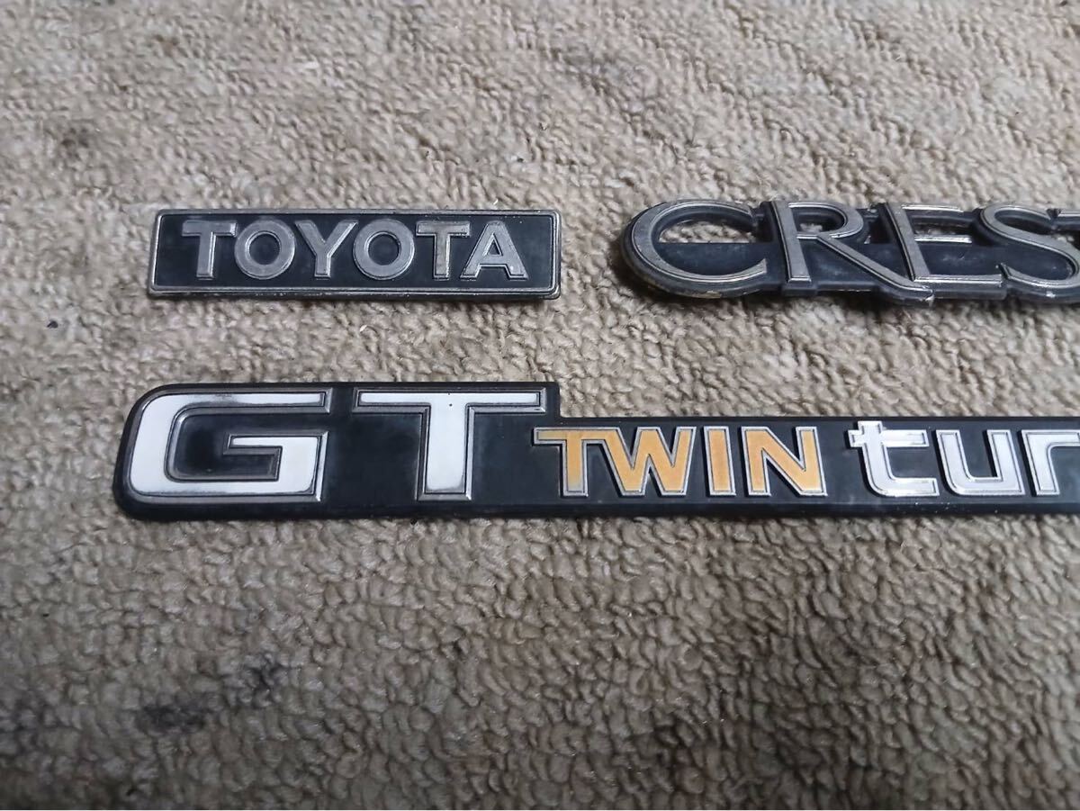 希少！GX71クレスタ 前期 純正トランクエンブレム 中古 3點セット 破損無し 程度良好 1G-GTEU GTツインターボ 當(dāng)時物 舊車☆