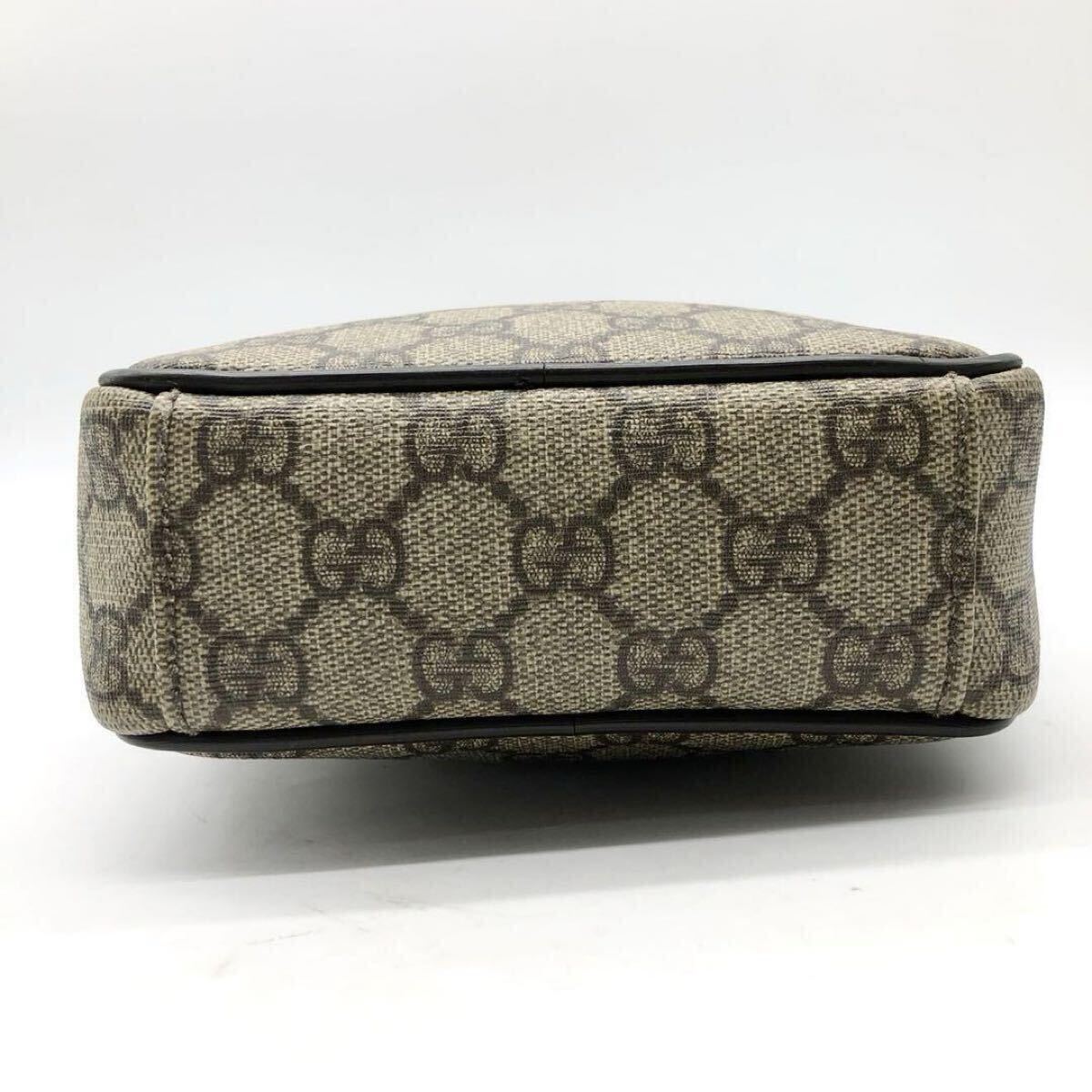 美品　グッチ　GUCCI　 ショルダーバッグ カメラバッグ　GG スプリーム　PVC レザー　ブラウン　ベージュ 斜め掛け 肩掛け　保存袋