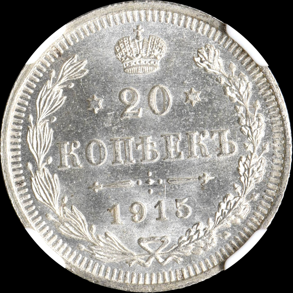 ★土終 【NGC MS66】1915BC ロシア 20K銀貨 完全未使用 //世界コイン 古銭 貨幣 硬貨 銀貨 金貨 銅貨【決済期限火曜日】