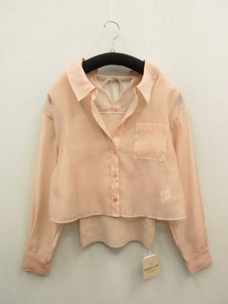 24年 アプワイザーリッシェ★定価￥19800（稅込）★未使用★洗える クロップド シアーシャツ×２WAYニット セット サイズ2